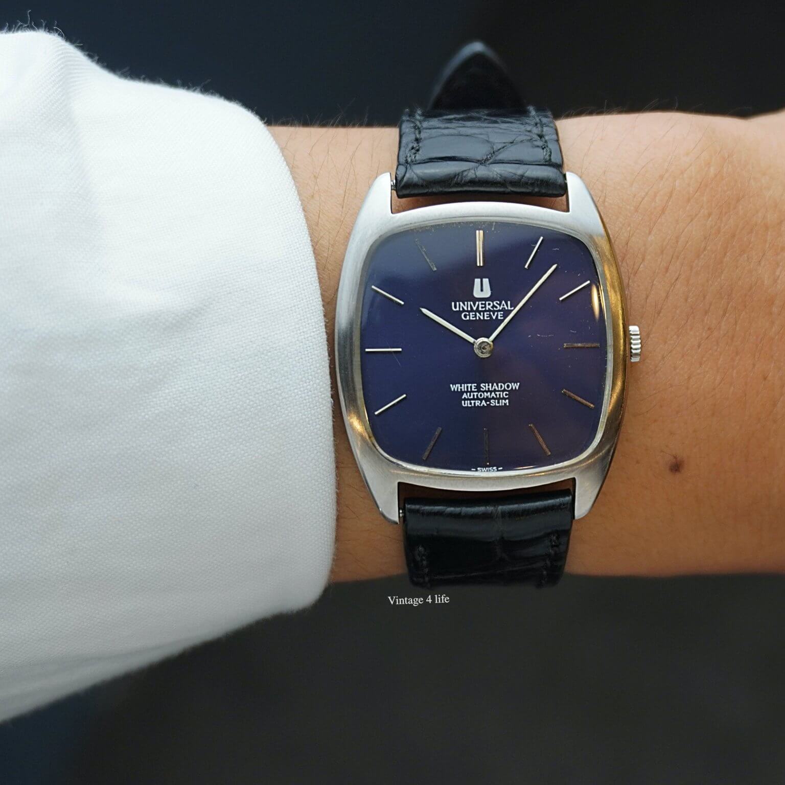 UNIVERSAL GENEVE White Shadow Automatic Blue dial Vintage 4 life