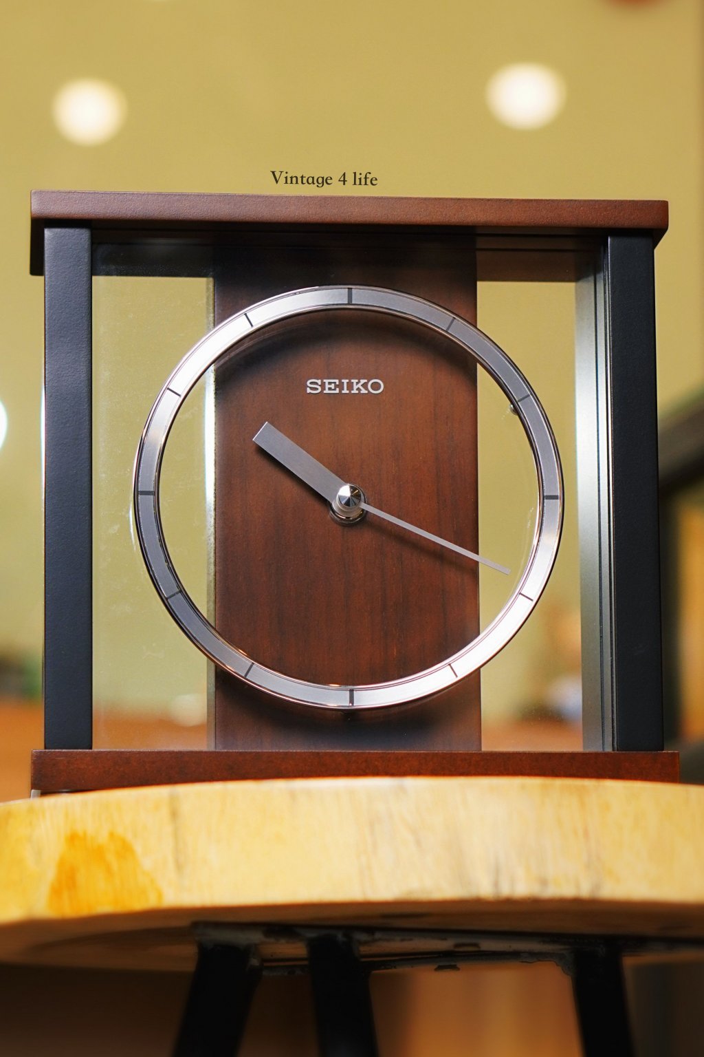SEIKO Wooden Table Clock BZ356B Vintage 4 life